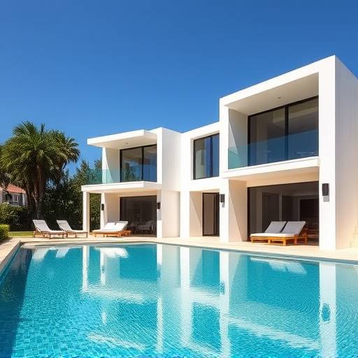 Exterior view of the luxury villa in Camps Bay showcasing its modern architecture and pool